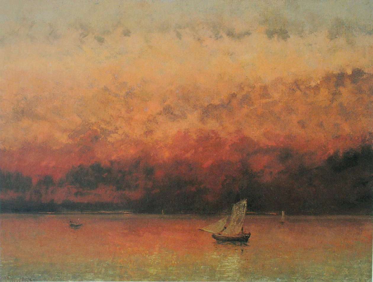 Jezioro Genewskie o zachodzie słońca autorstwa Gustave Courbet