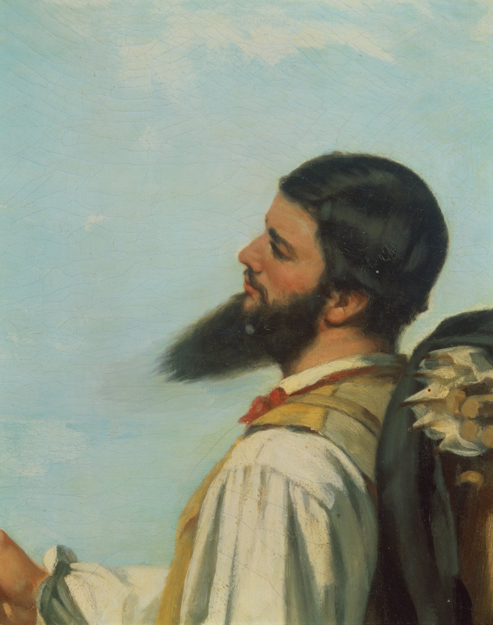 La Rencontre ou Bonjour M.Courbet, (detal głowy i ramion) autorstwa Gustave Courbet
