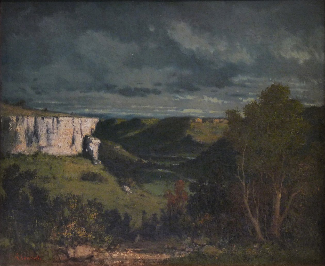 Dolina Loue przy burzowym niebie autorstwa Gustave Courbet