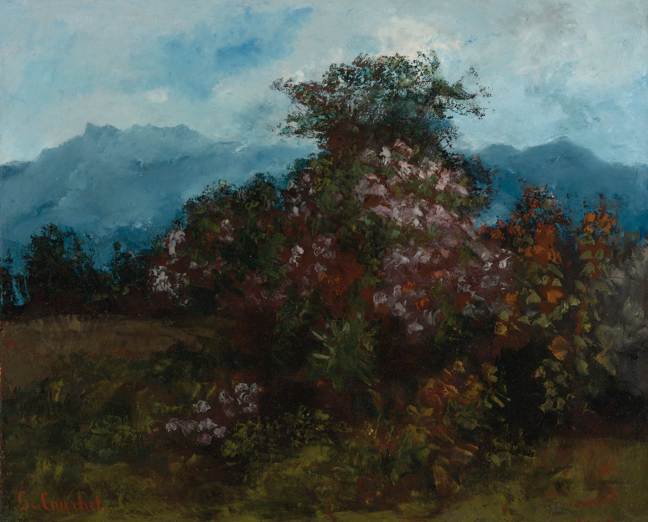 Krajobraz z kwiecistym Massiv autorstwa Gustave Courbet