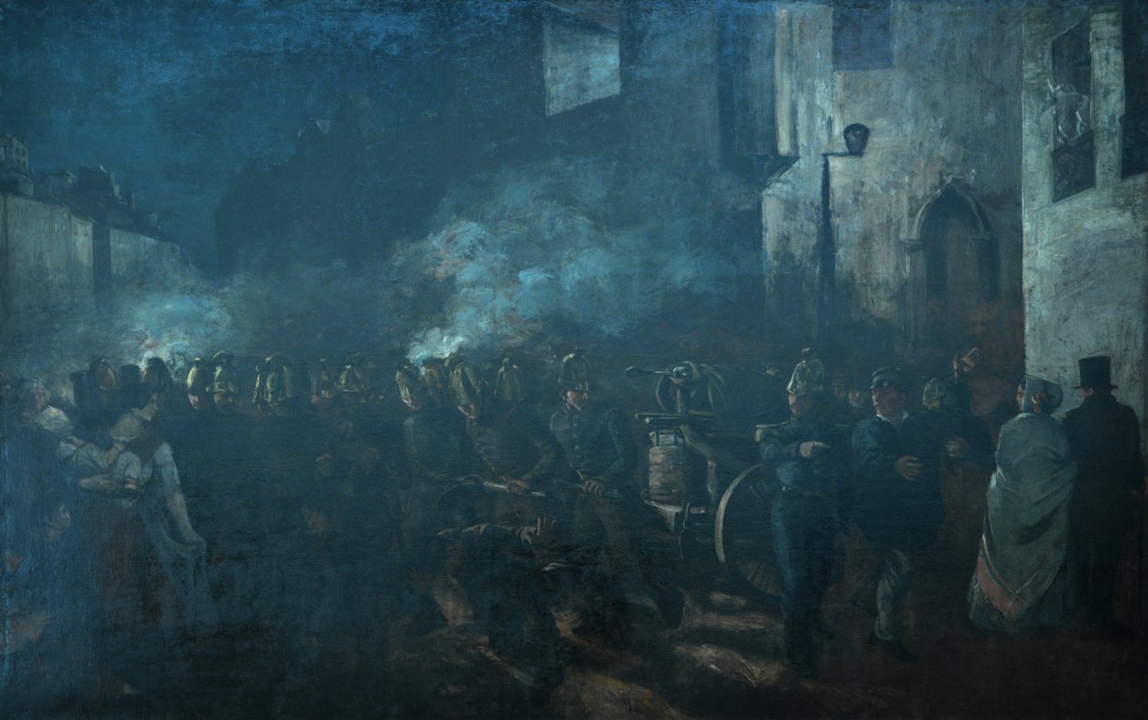 Strażacy biegnący do pożaru autorstwa Gustave Courbet