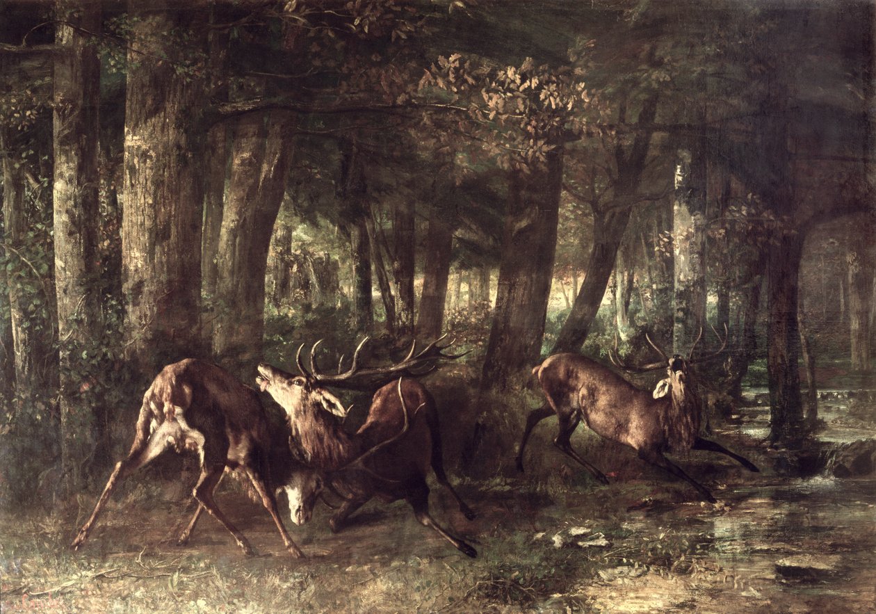 Wiosna, Walka Jelenia, 1861 autorstwa Gustave Courbet