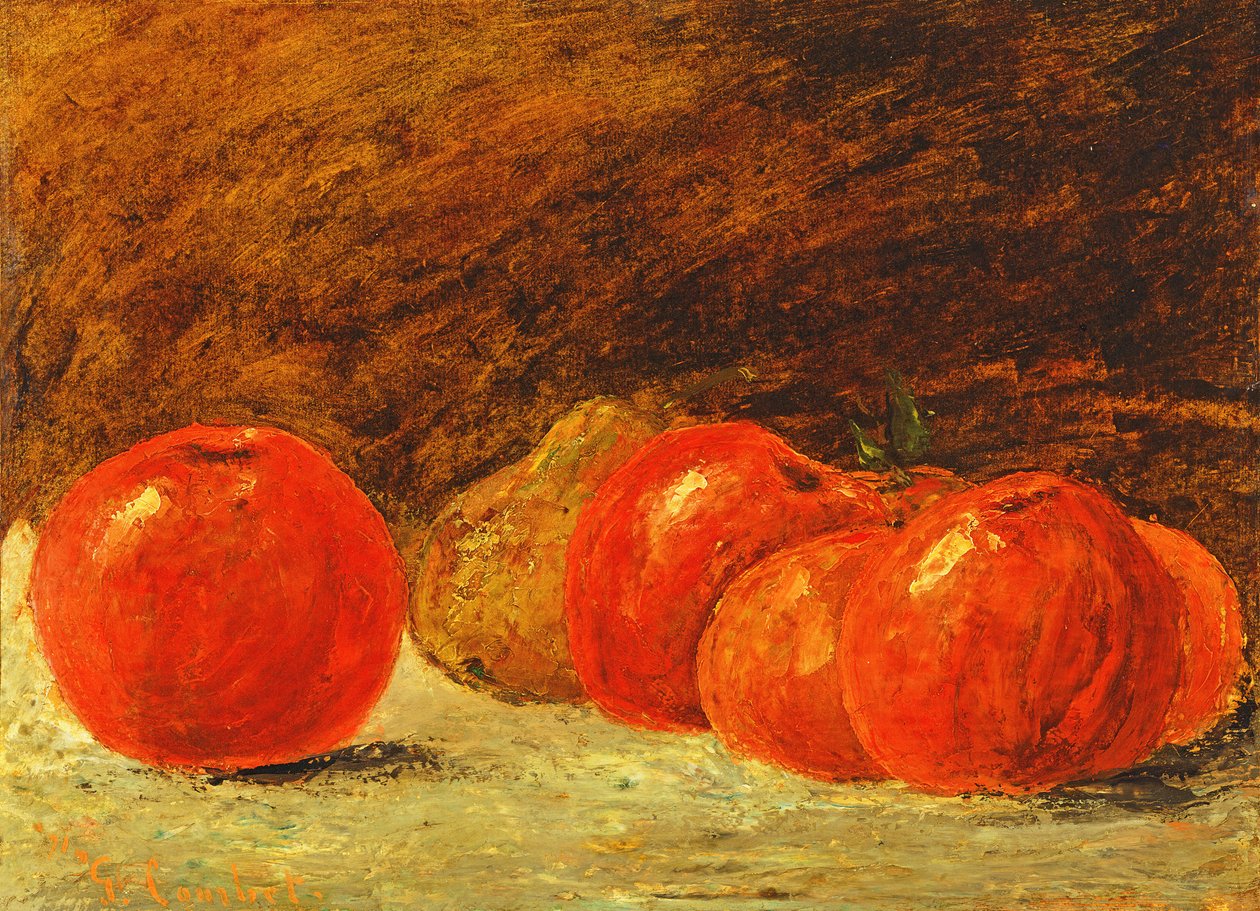 Martwa natura z jabłkami (olej na papierze nałożony na płótno) autorstwa Gustave Courbet