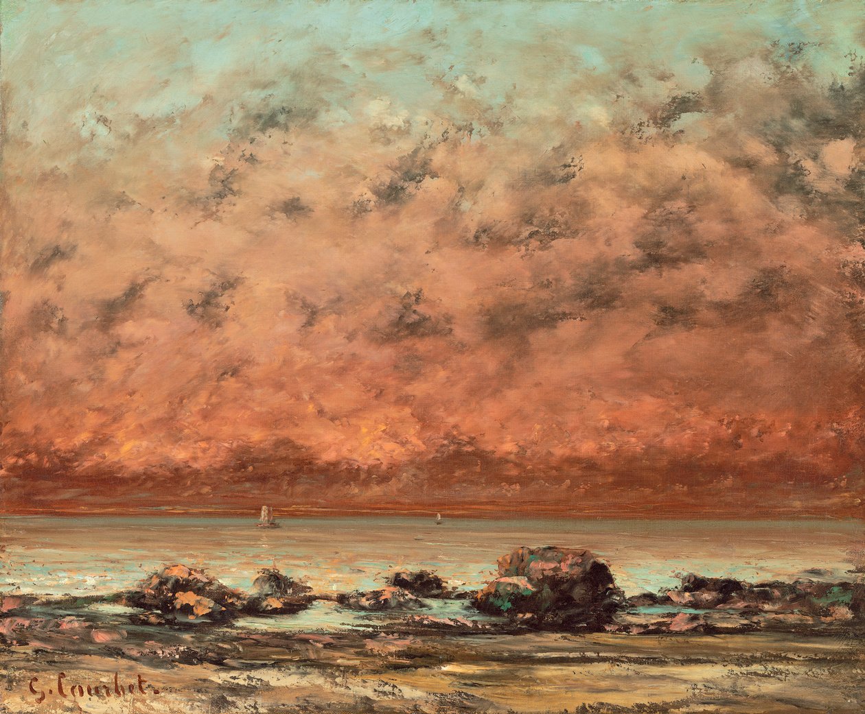 Czarne skały w Trouville, 1865-66 autorstwa Gustave Courbet