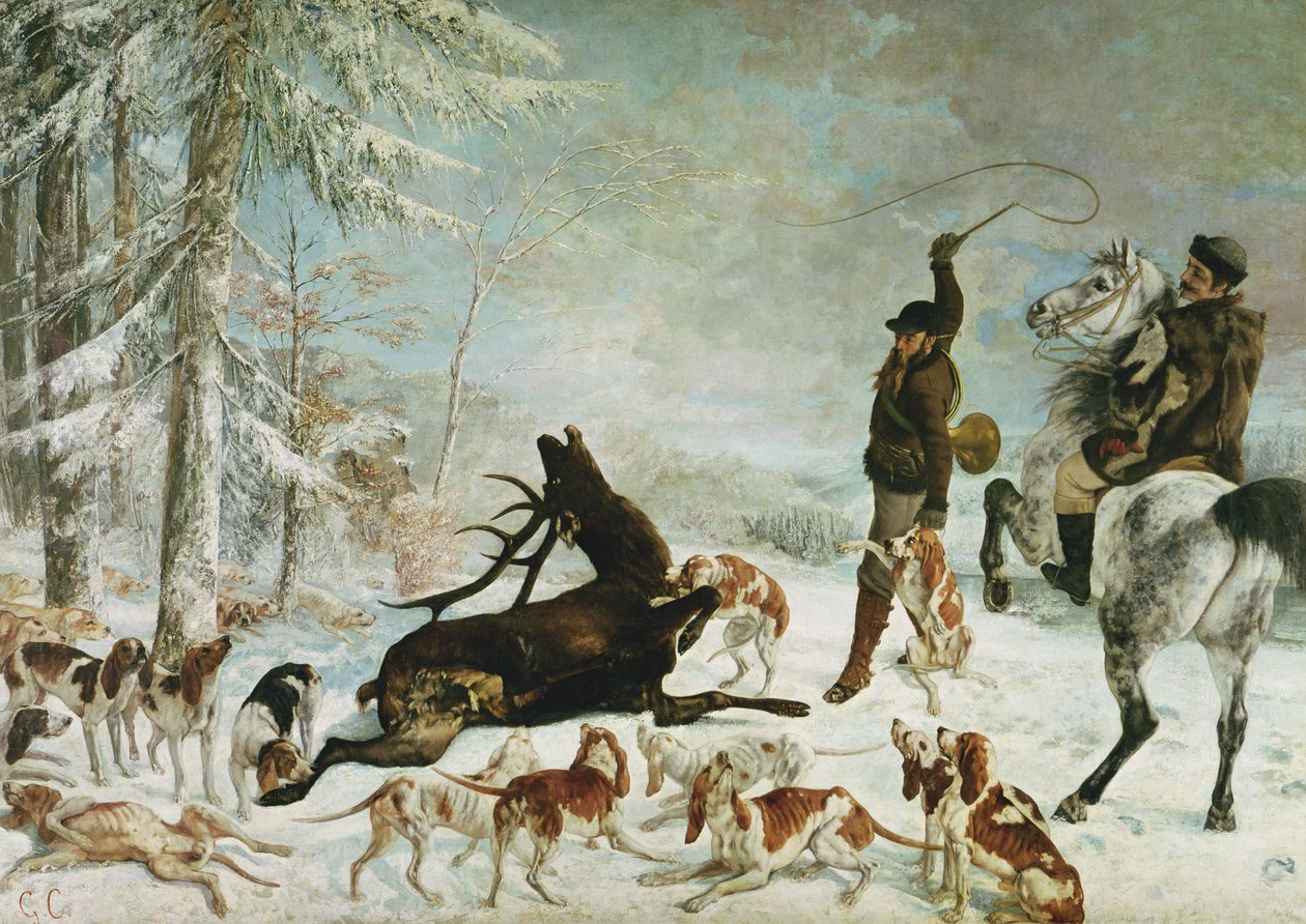 Śmierć jelenia, 1867 autorstwa Gustave Courbet