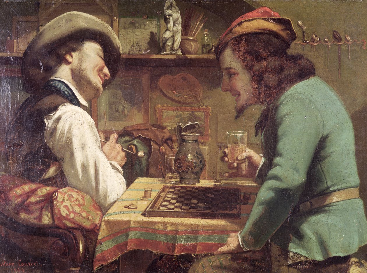 Gra w warcaby, 1844 autorstwa Gustave Courbet