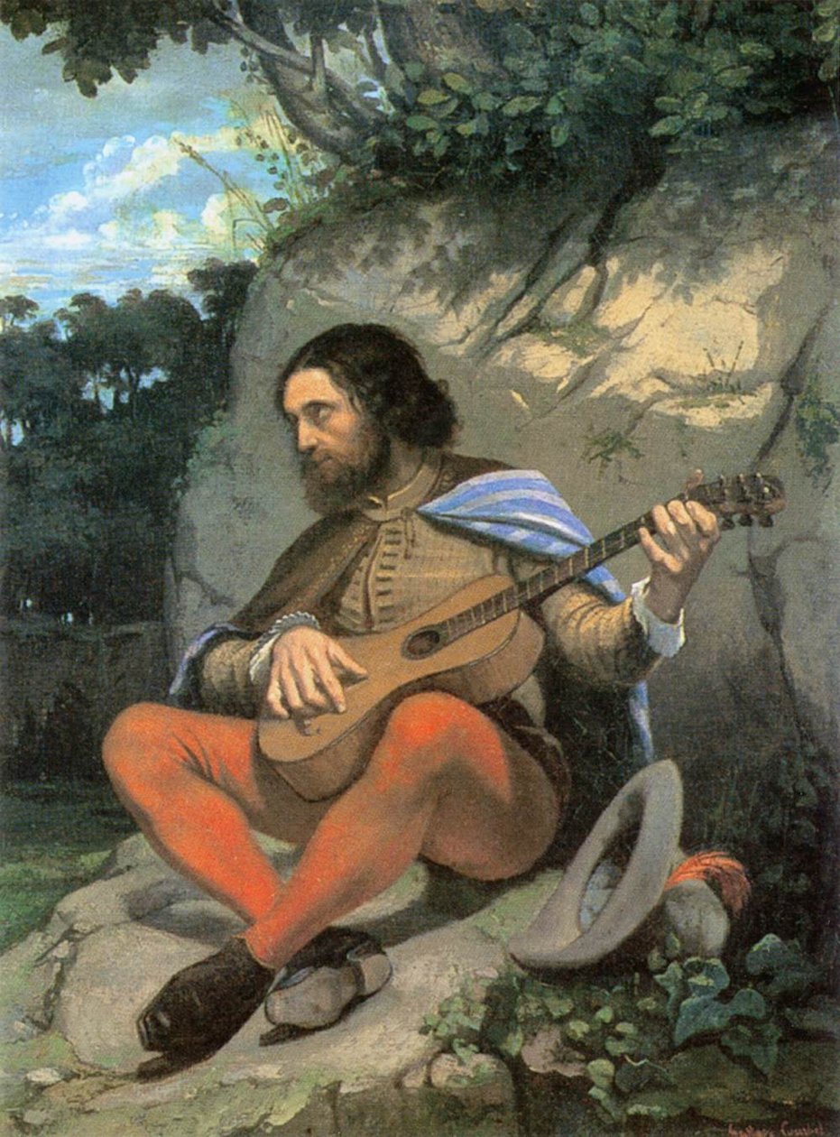Młody człowiek w krajobrazie (The Guitarrero) autorstwa Gustave Courbet
