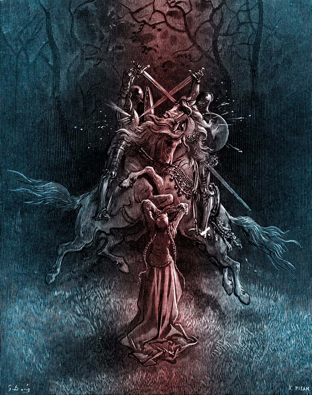 Orlando Furioso autorstwa Ludovico Ariosto autorstwa Gustave Dore