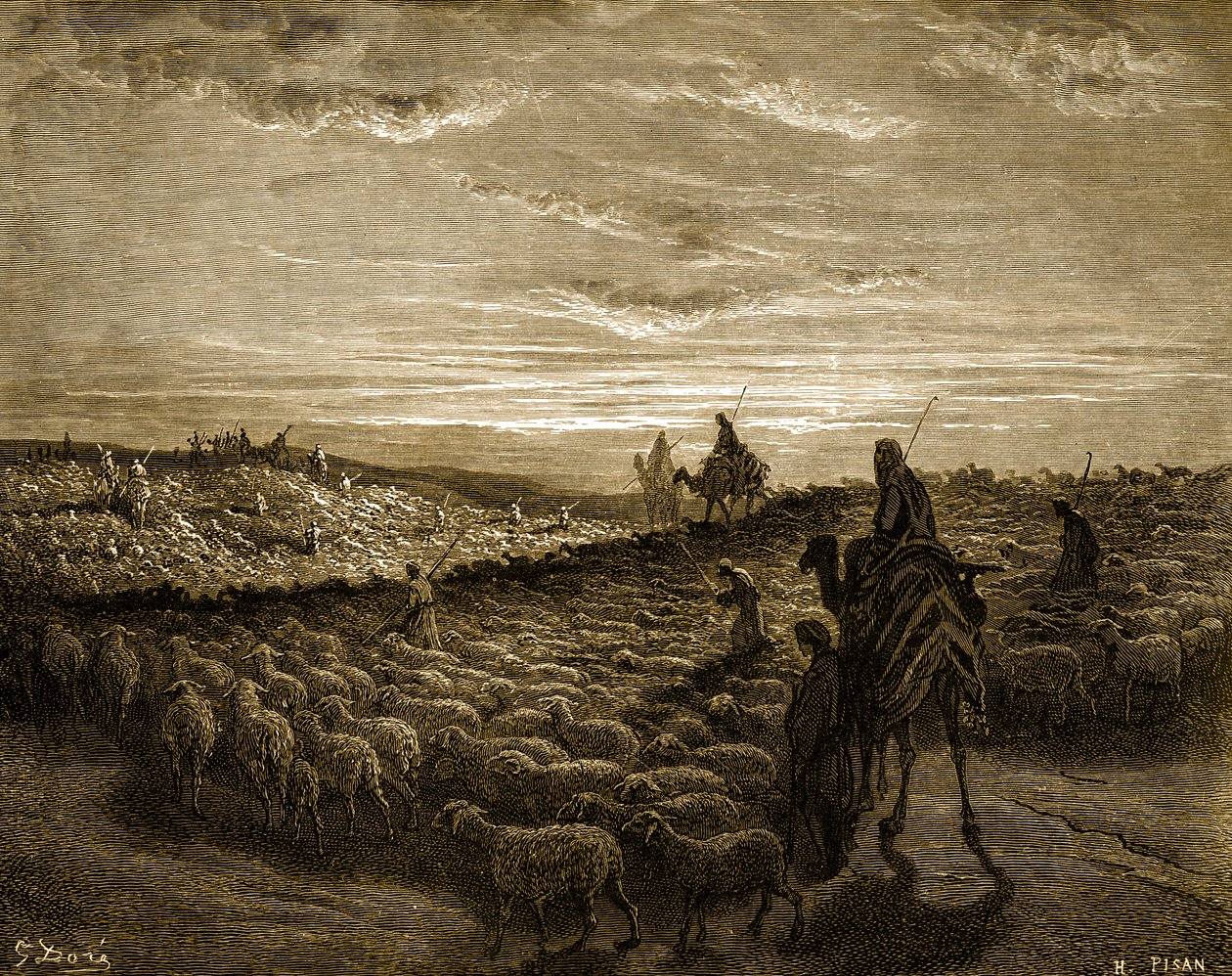 Abram w podróży do Kanaanu - Biblia autorstwa Gustave Dore