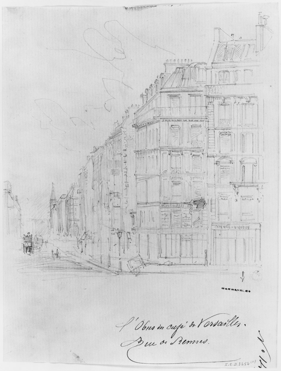 Album Oblężenia Paryża, Muszla Cafe de Versailles, rue de Rennes (mycie długopisem i brązowym tuszem oraz ołówek na papierze) autorstwa Gustave Dore