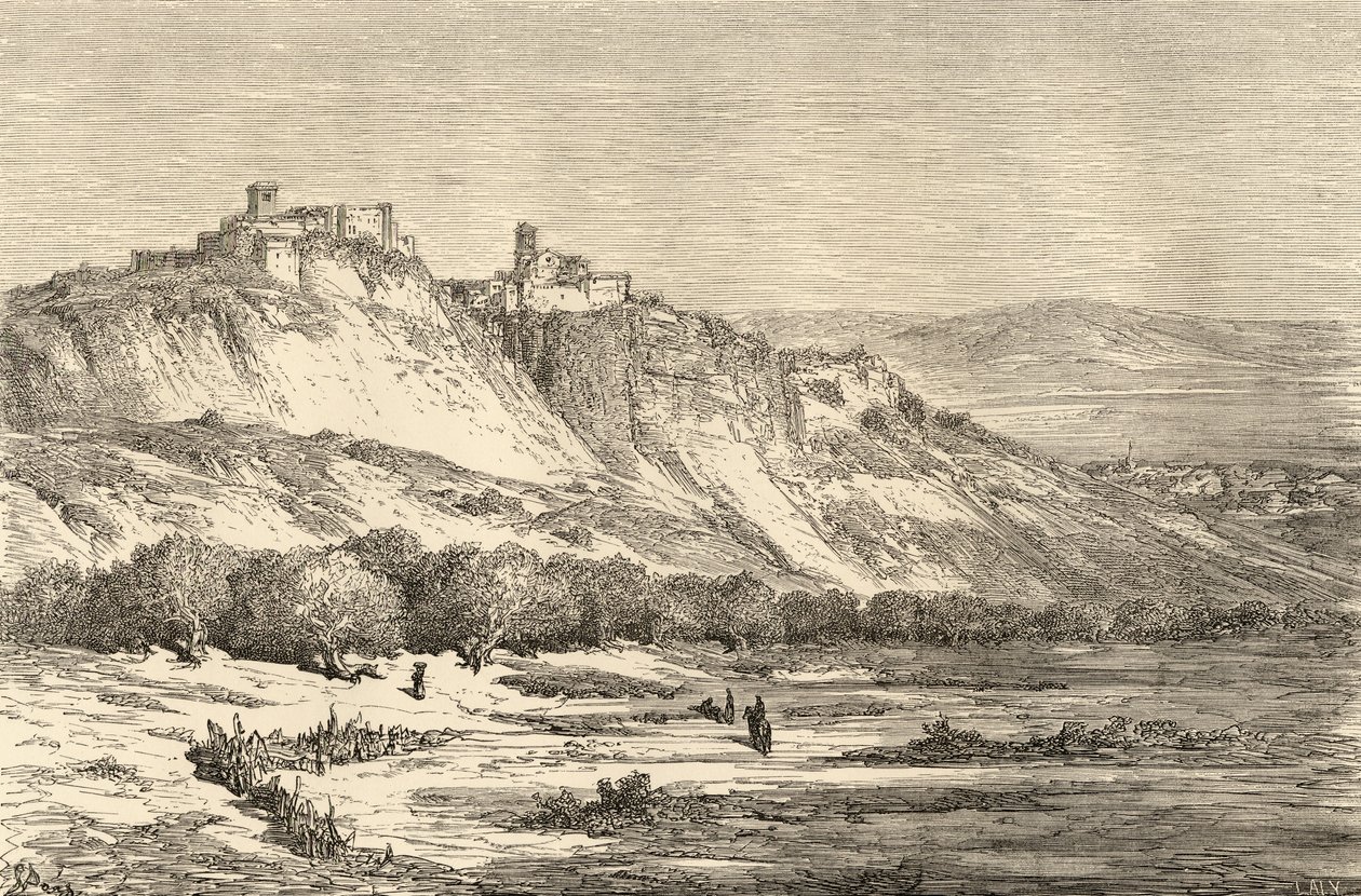 Arcos de la Frontera, Cadiz, ilustracja z „Spanish Pictures” ks. Samuela Manninga autorstwa Gustave Dore