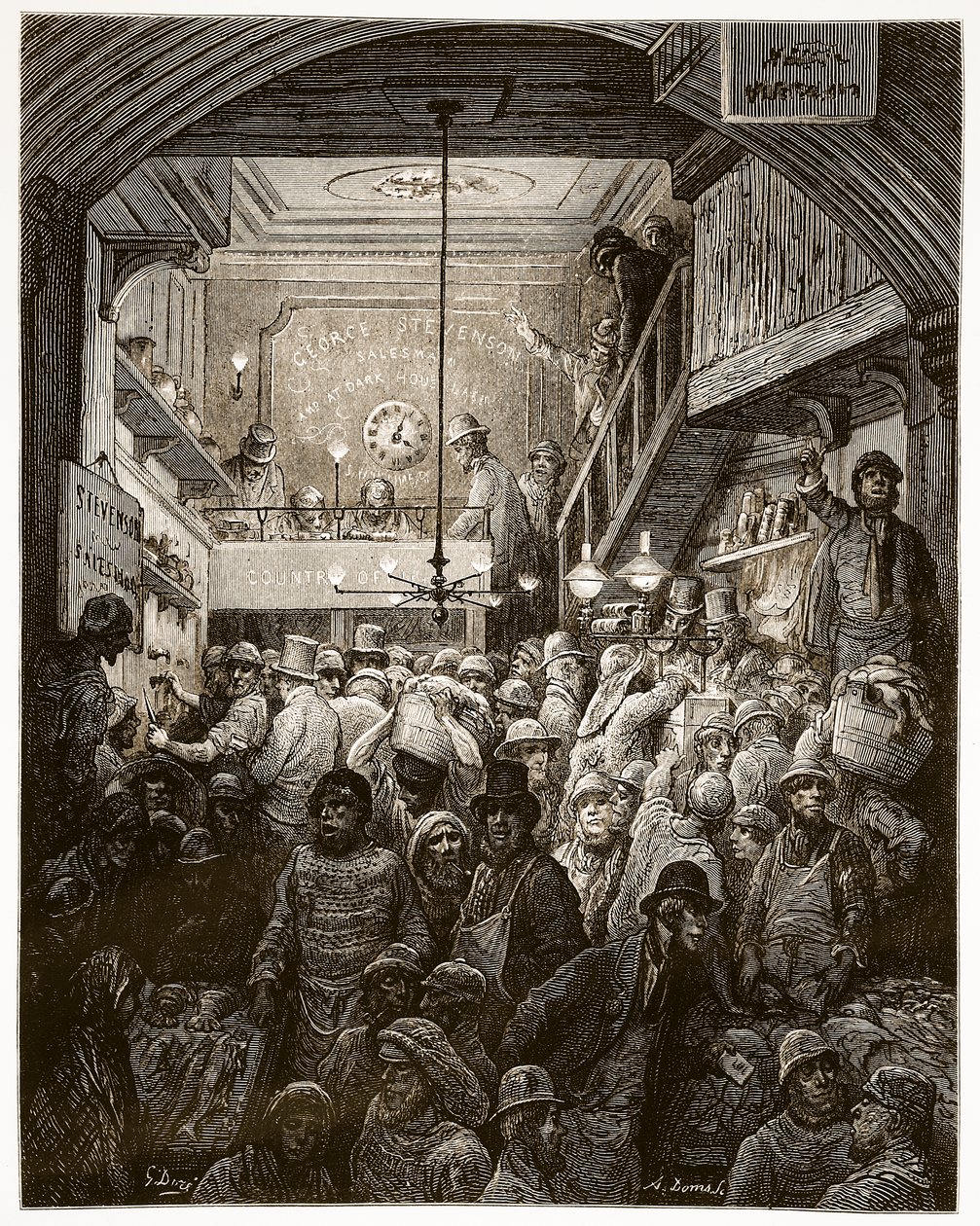 Billingsgate - Wczesny poranek, z „Londyn, pielgrzymka”, napisany przez Williama Blancharda Jerrolda (1826-84) i wygrawerowany przez A. Domsa, 1872 autorstwa Gustave Dore