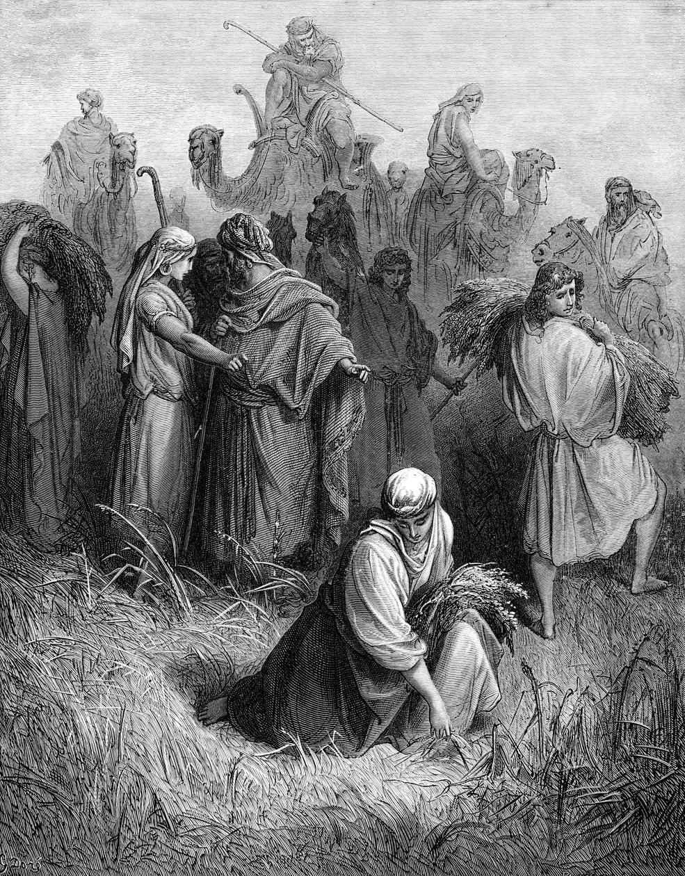 Boaz i Rut - Biblia autorstwa Gustave Dore