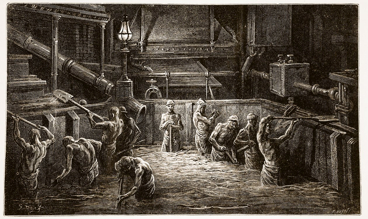 Brewers at Work, z „Londyn, a pielgrzymka”, napisany przez Williama Blancharda Jerrolda (1826-84) i ryty przez J. Huyota, wyd. 1872 autorstwa Gustave Dore