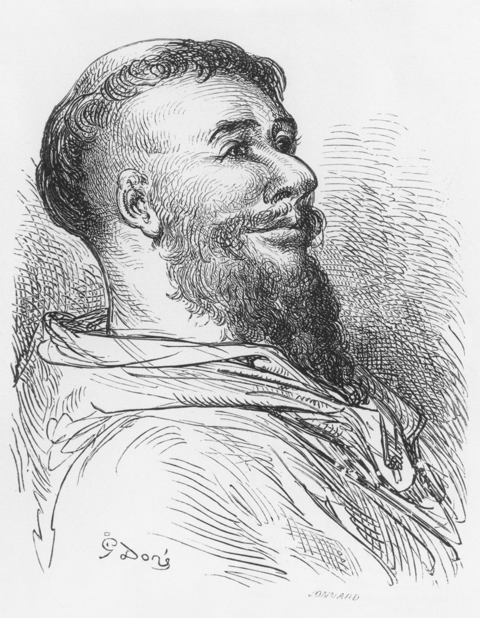 Brat Jean des Entommeurs, ilustracja z „Gargantua” Francois Rabelais (1494-1553) grawerowana przez Paula Jonnarda-Pacela (zm. 1902) autorstwa Gustave Dore