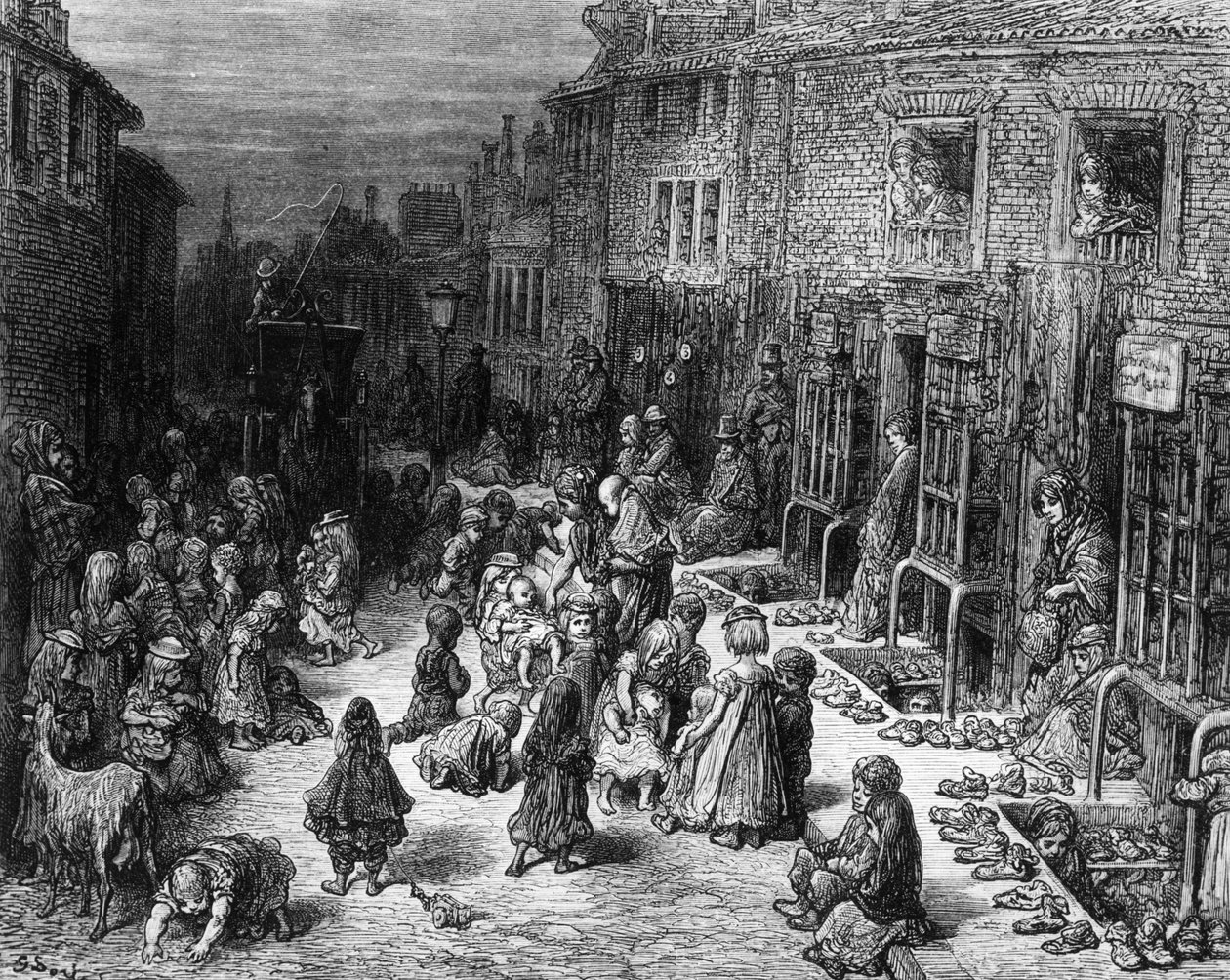 Dudley Street, Seven Dials, z „Londyn: Pielgrzymka”, 1872 autorstwa Gustave Dore