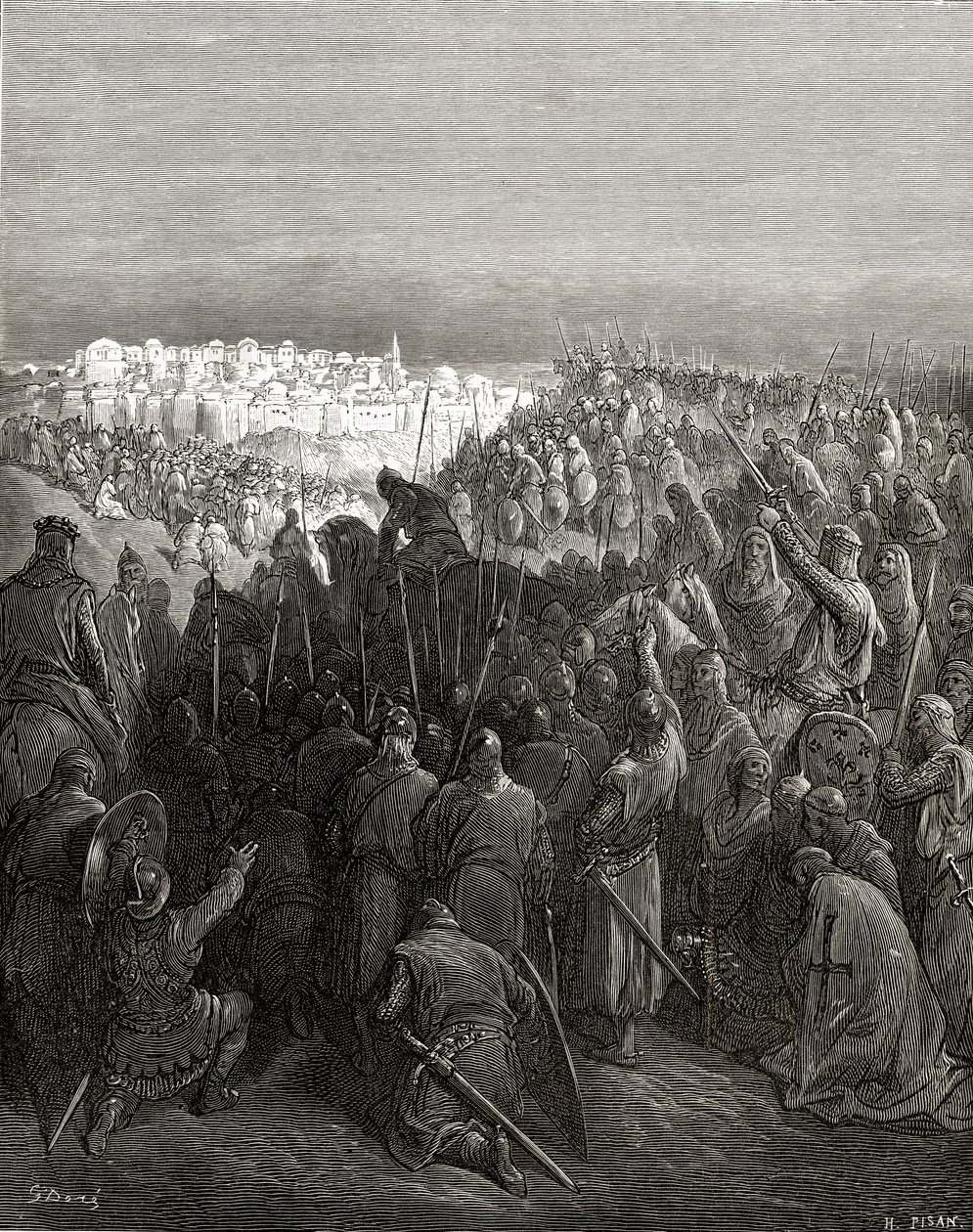 Entuzjazm krzyżowców w Konstantynopolu w 1204 r., ilustracja z "Bibliotheque des Croisades" J-F. Michaud, 1877 r. autorstwa Gustave Dore