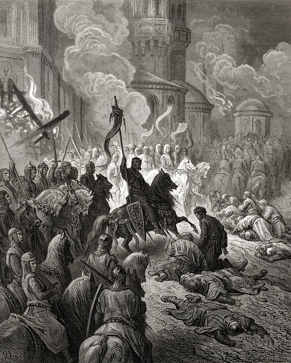 Wjazd krzyżowców do Konstantynopola w 1204, ilustracja z „Bibliotheque des Croisades” J-F. Michaud, 1877 r. autorstwa Gustave Dore