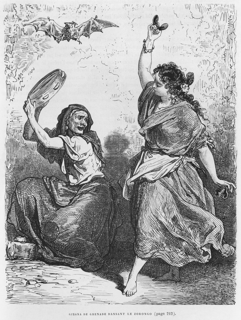 Gitana z Granady tańcząca zorongo autorstwa Gustave Dore