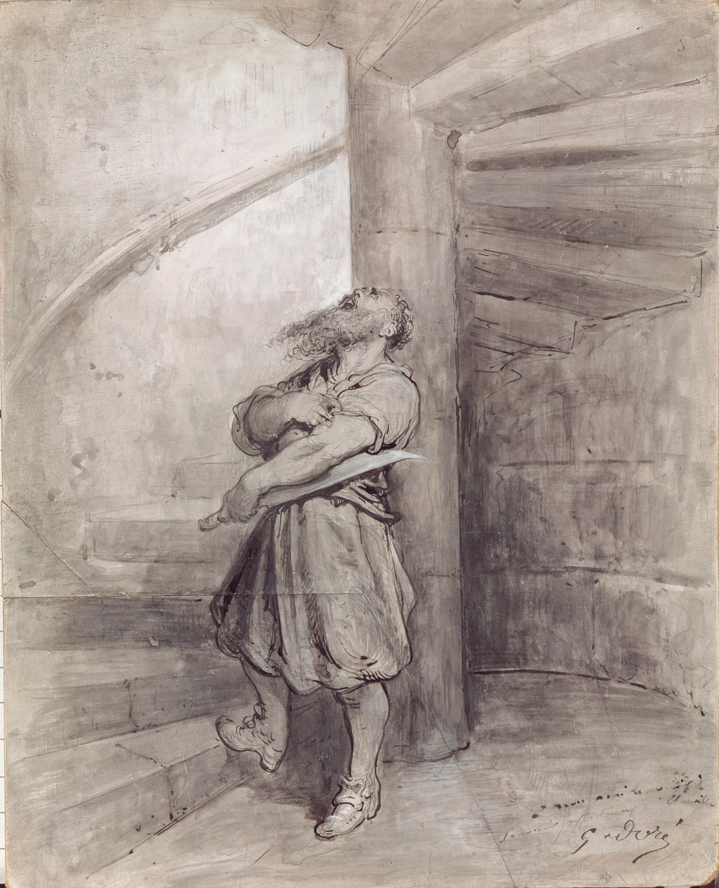 Ilustracja do „Sinobrodego” Charlesa Perraulta, ok. 1868 (mycie piórem i tuszem na papierze) autorstwa Gustave Dore