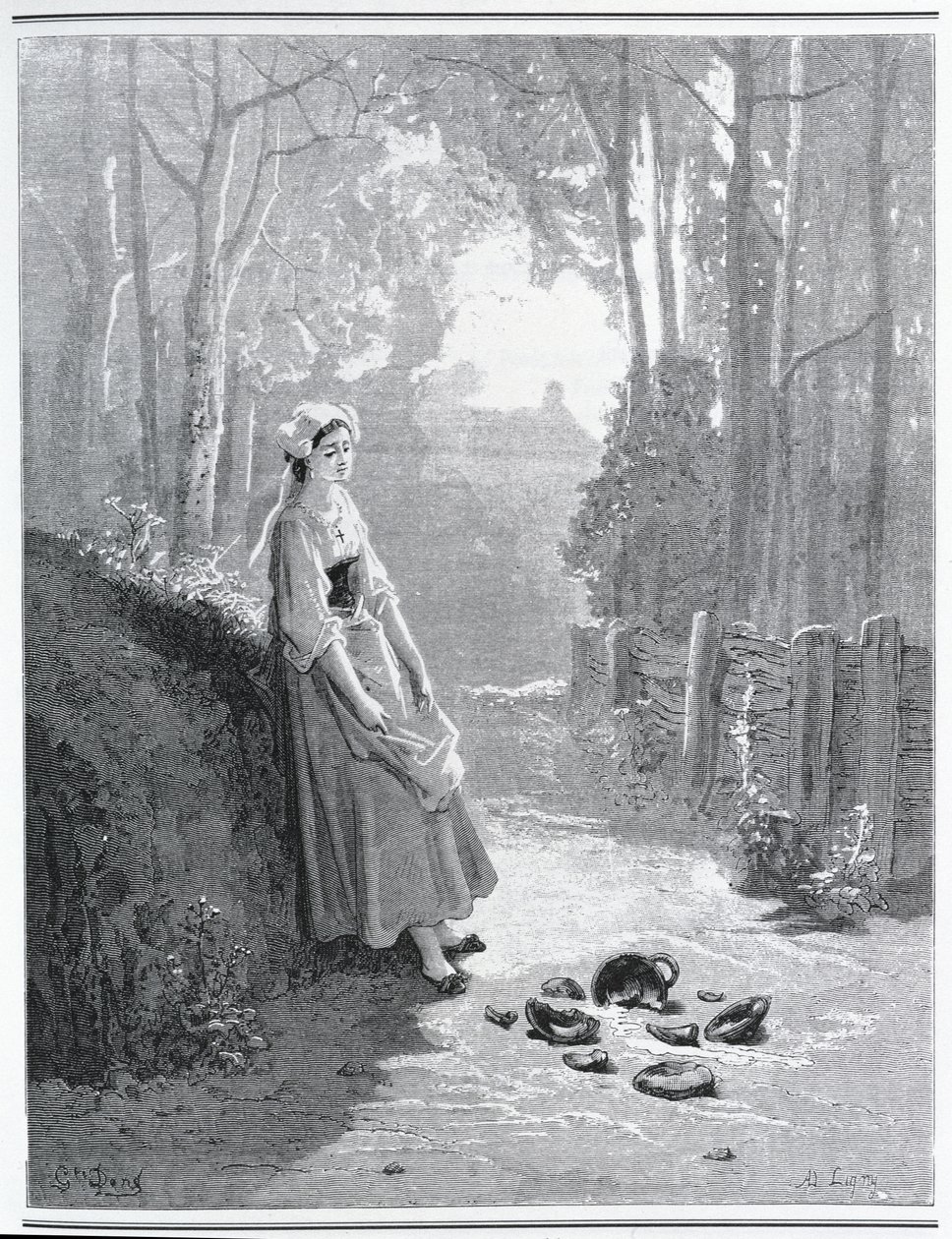 Ilustracja do Mleczarki i puszki z mlekiem z „Bajek” Jeana de La Fontaine