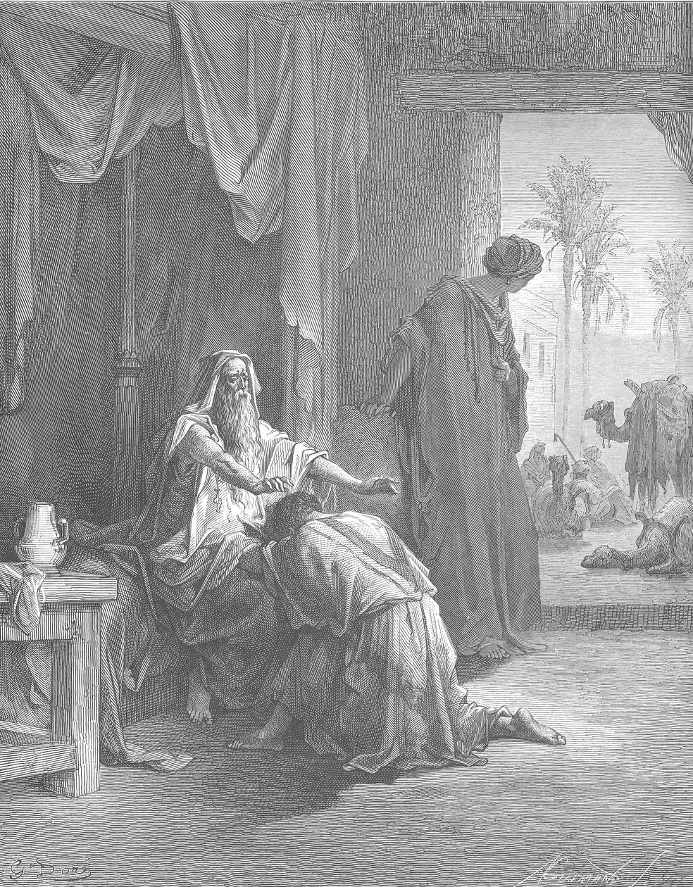 Izaak błogosławi Jakuba autorstwa Gustave Dore