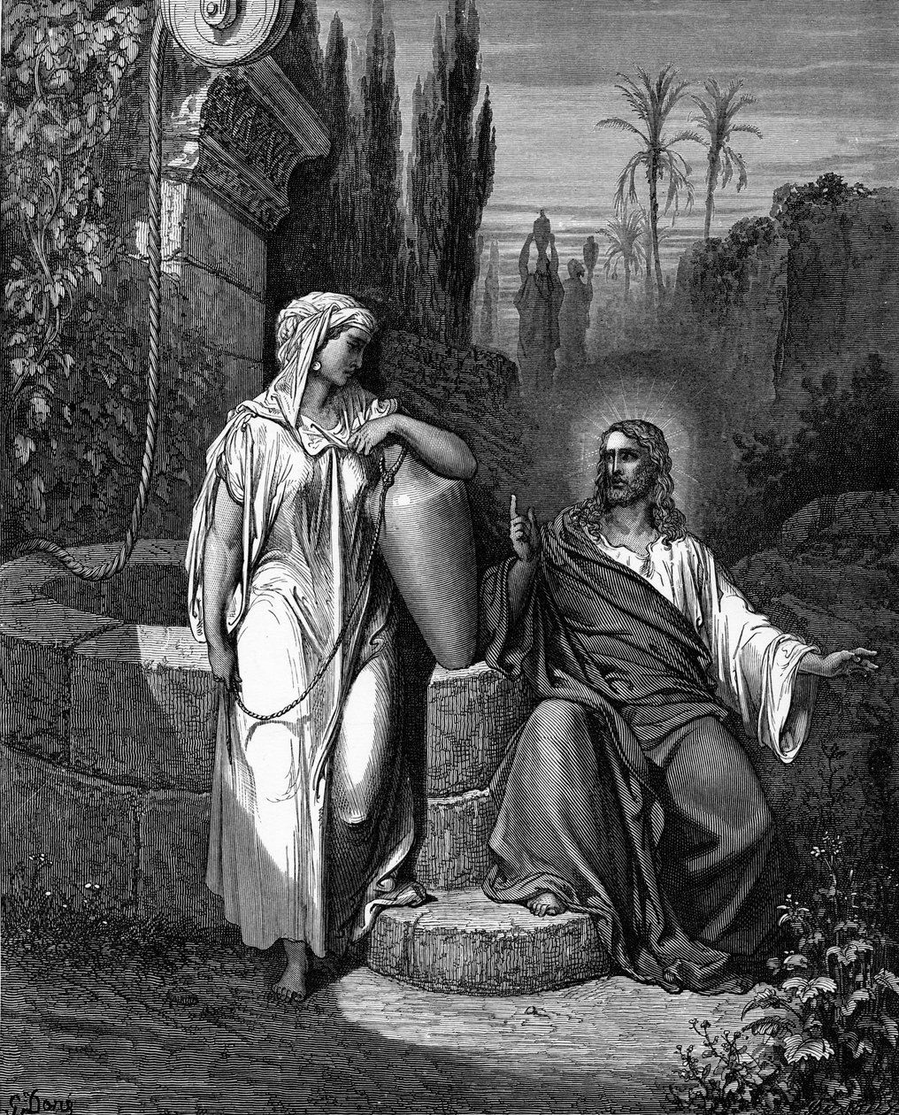 Jezus rozmawia z Samarytanką - Biblia autorstwa Gustave Dore