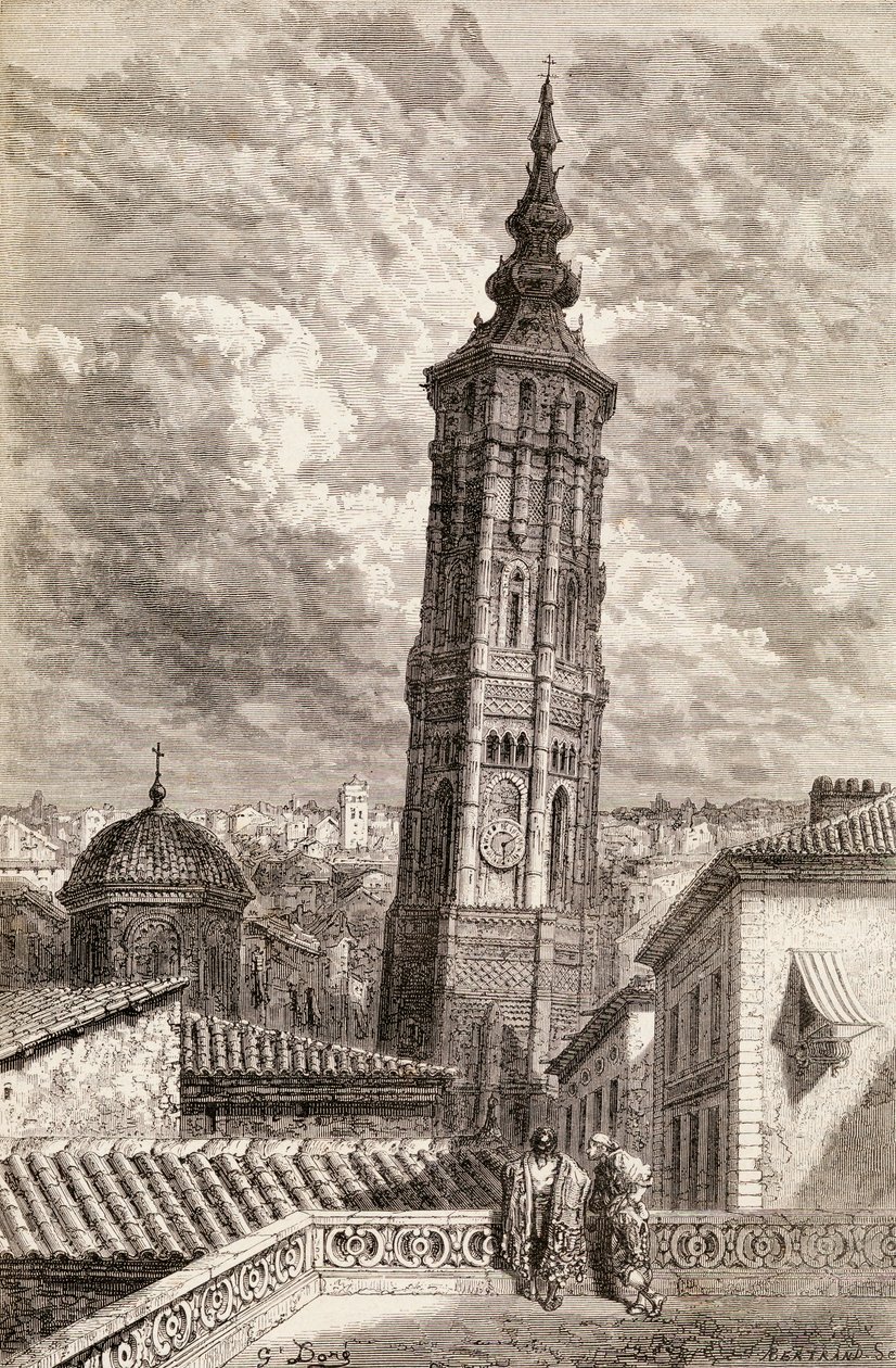 La Torre Nueva, Saragossa w XIX wieku, 1878 (drewno) autorstwa Gustave Dore