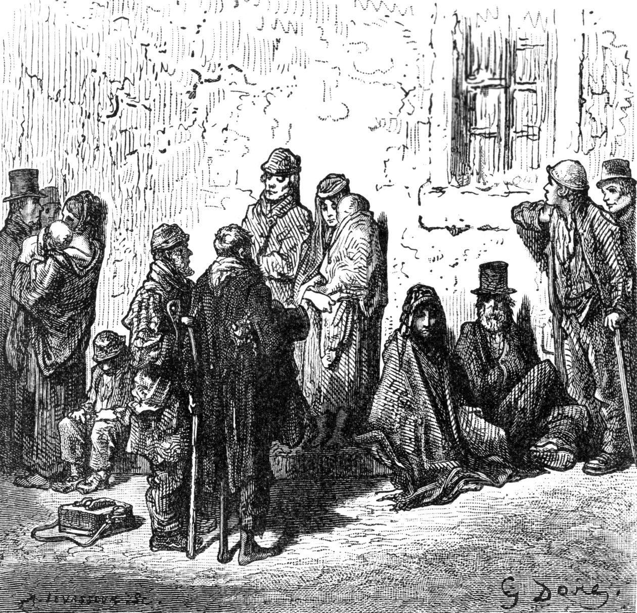 Les Miserables, z „Londyn, pielgrzymka” Williama Blancharda Jerrolda, 1872 autorstwa Gustave Dore