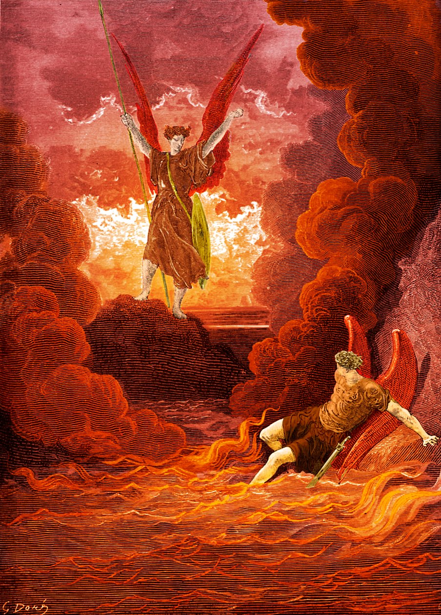 Raj utracony: Szatan i Belzebub. autorstwa Gustave Dore