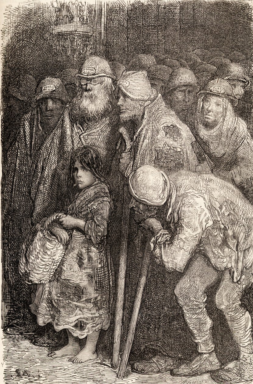 Hiszpańscy żebracy z Burgos, Hiszpania w XIX wieku, 1878 (drewno) autorstwa Gustave Dore