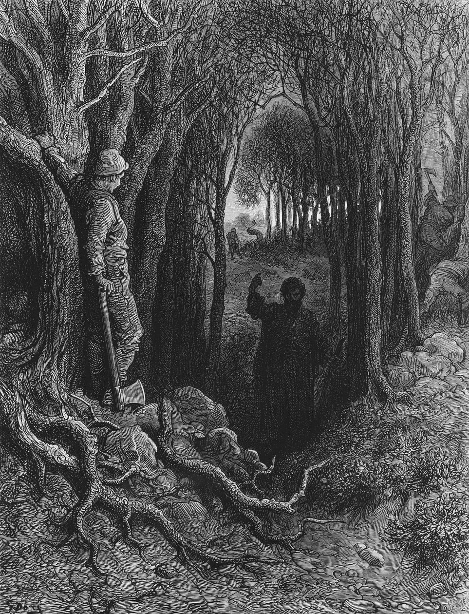 Marynarz został skazany na nieustanne podróżowanie z kraju do kraju, scena z „Szronu starożytnego marynarza” S.T. Coleridge, wydana przez Harper und Brothers, Nowy Jork, 1876 (drewno gra autorstwa Gustave Dore