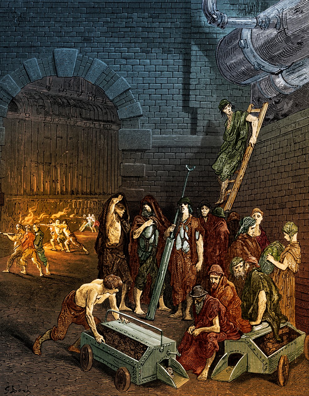 Grawerowanie wiktoriańskiej gazowni Lambeth przez Gustave Doré autorstwa Gustave Dore