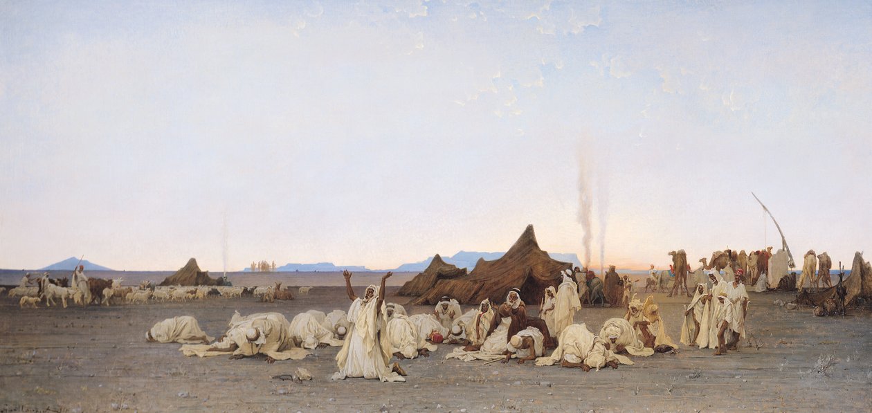 Modlitwa wieczorna na Saharze, 1863 r. autorstwa Gustave Guillaumet