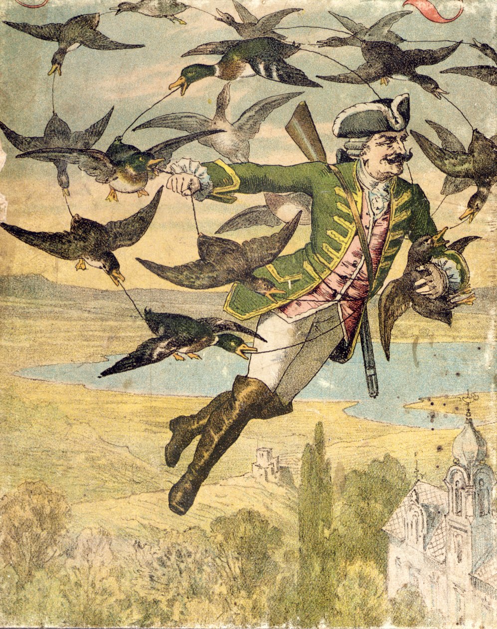 Ilustracja z „Przygód barona Munchausena”, Lipsk, ok. 1880 r. autorstwa Gustave Gutknecht