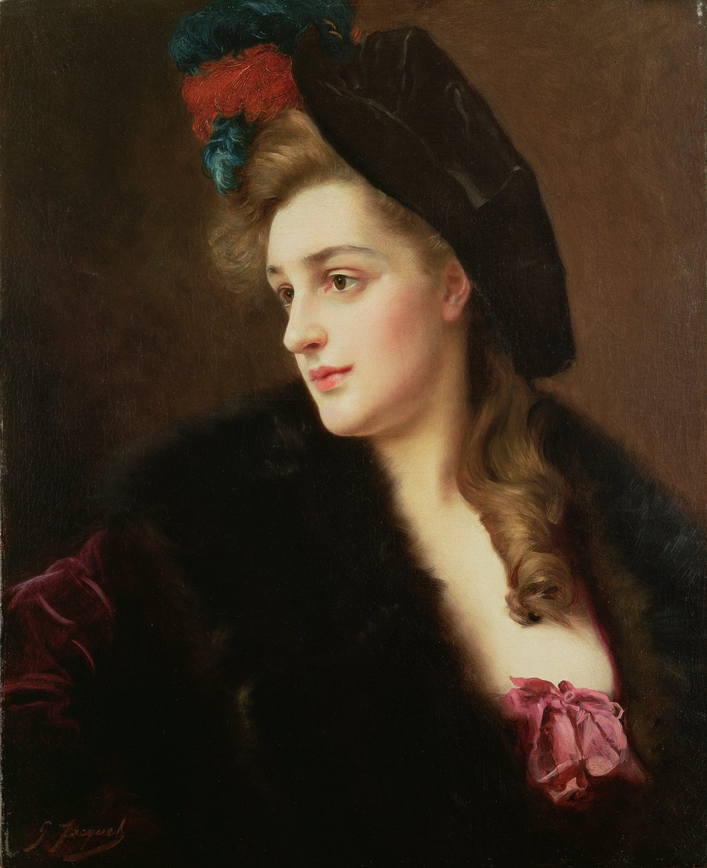 Portret kobiety w kapeluszu autorstwa Gustave Jacquet