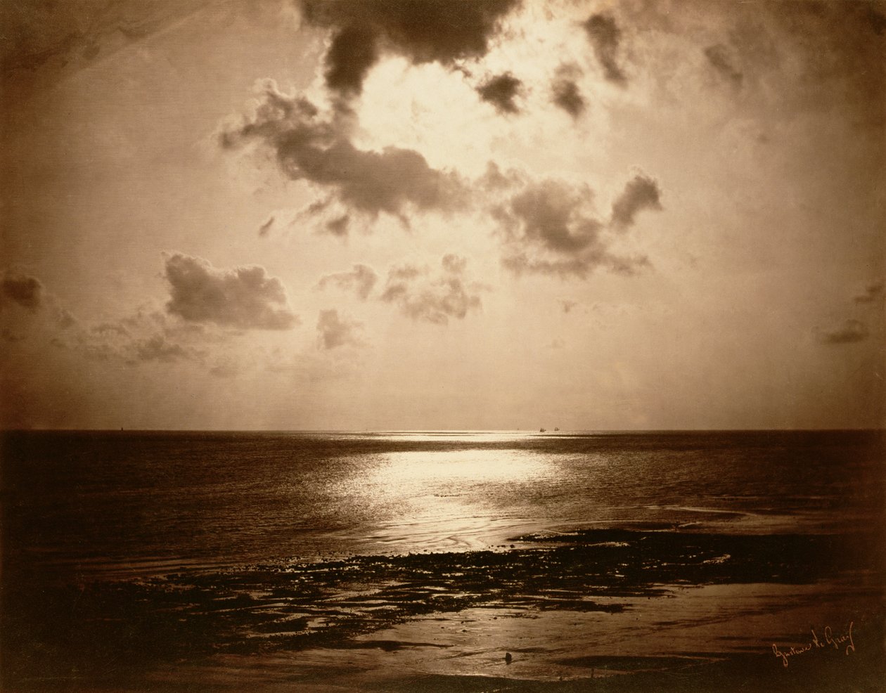 Solar Effect - Ocean, 1857 (odbitka albumowa z negatywu kolodionowego na szkle) autorstwa Gustave Le Gray
