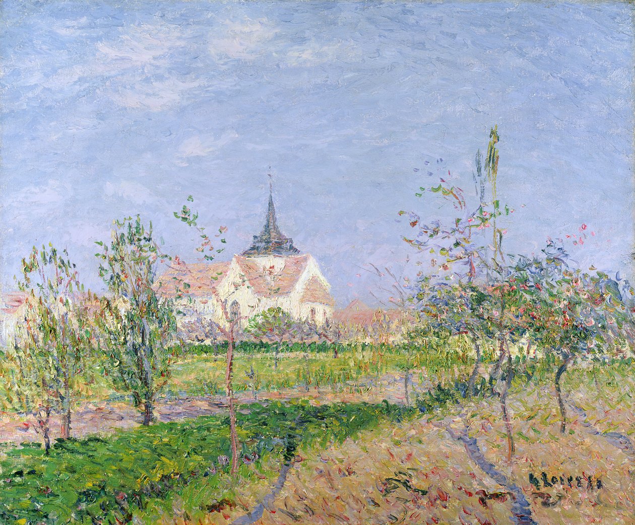 Kościół w Vaudreuil, ok. 1905 r. autorstwa Gustave Loiseau