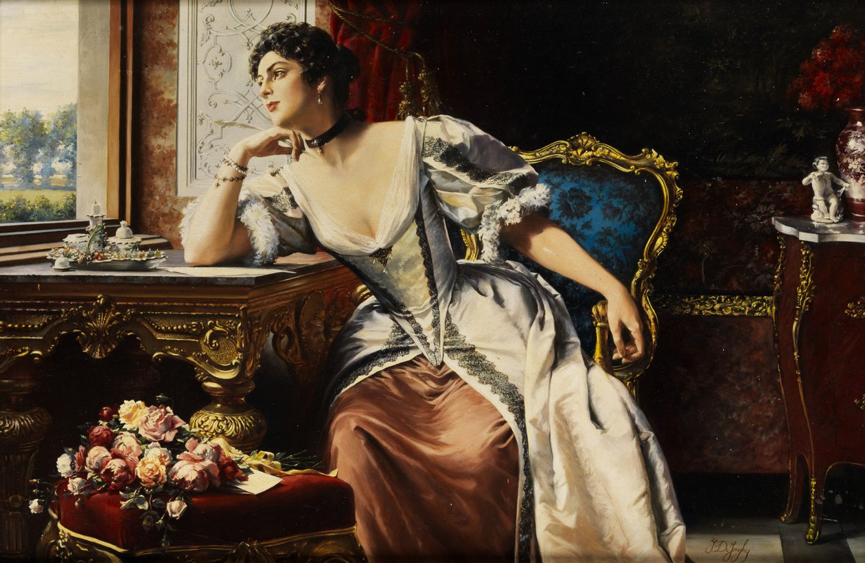 Myśli podczas pisania listu autorstwa Gustave Léonard de Jonghe