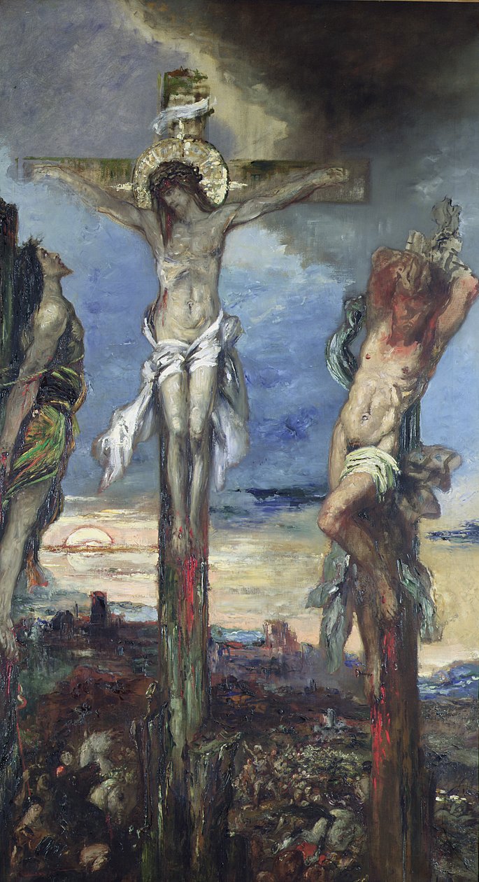 Chrystus między dwoma złodziejami, c.1870 autorstwa Gustave Moreau