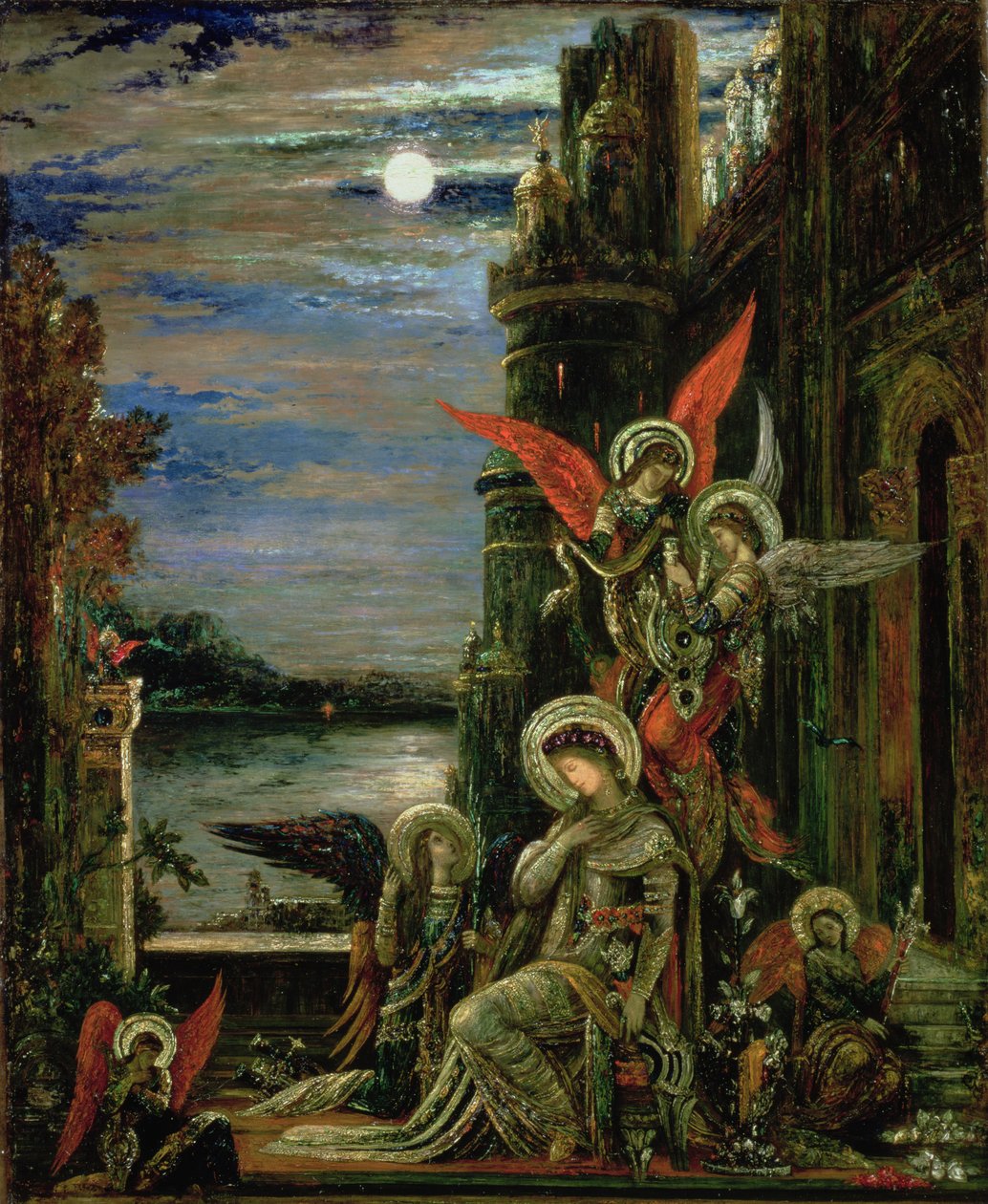 Św. Cecylia (Anioły ogłaszające jej nadchodzące męczeństwo) 1897 autorstwa Gustave Moreau