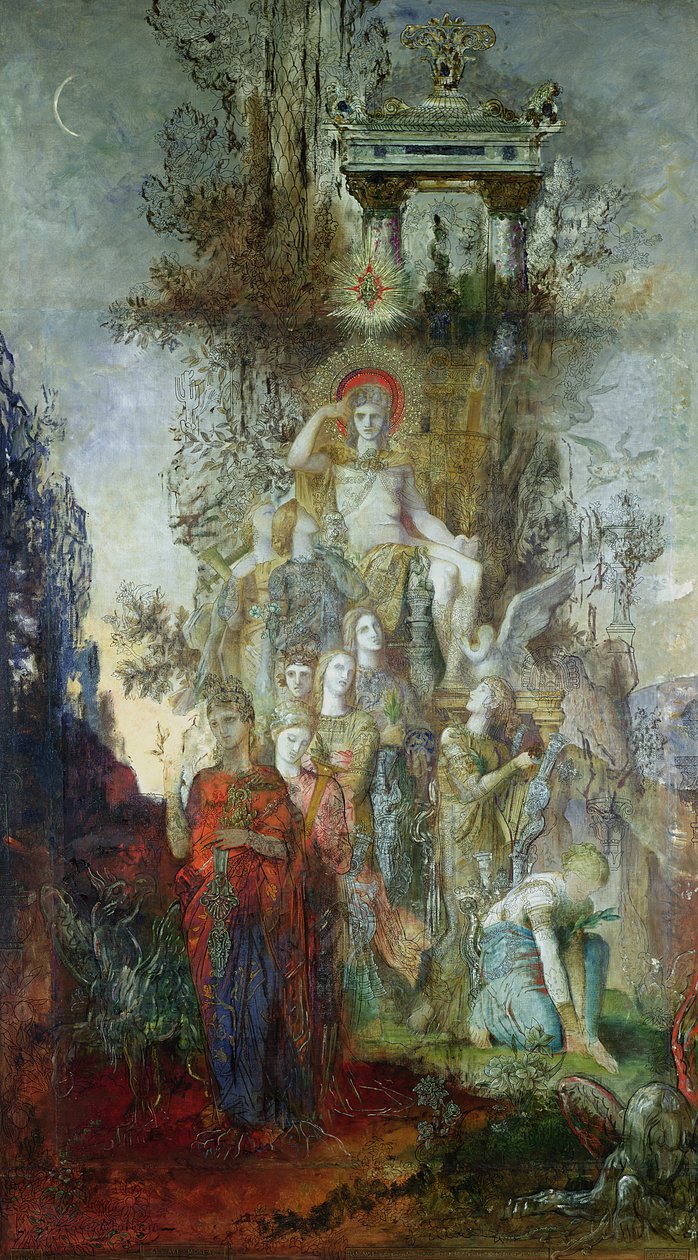 Muzy opuszczają ojca Apolla, aby wyjść i oświetlić świat, 1868 autorstwa Gustave Moreau