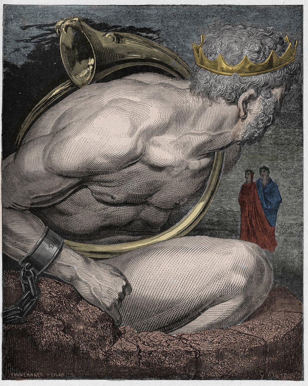 Inferno, Canto 31: Nimrod gigantów (Nimrud, Nemrod), ilustracja z Boskiej komedii autorstwa Dante Alighieri, 1885 (cyfrowo kolorowy grawerunek) autorstwa Gustave after Dore
