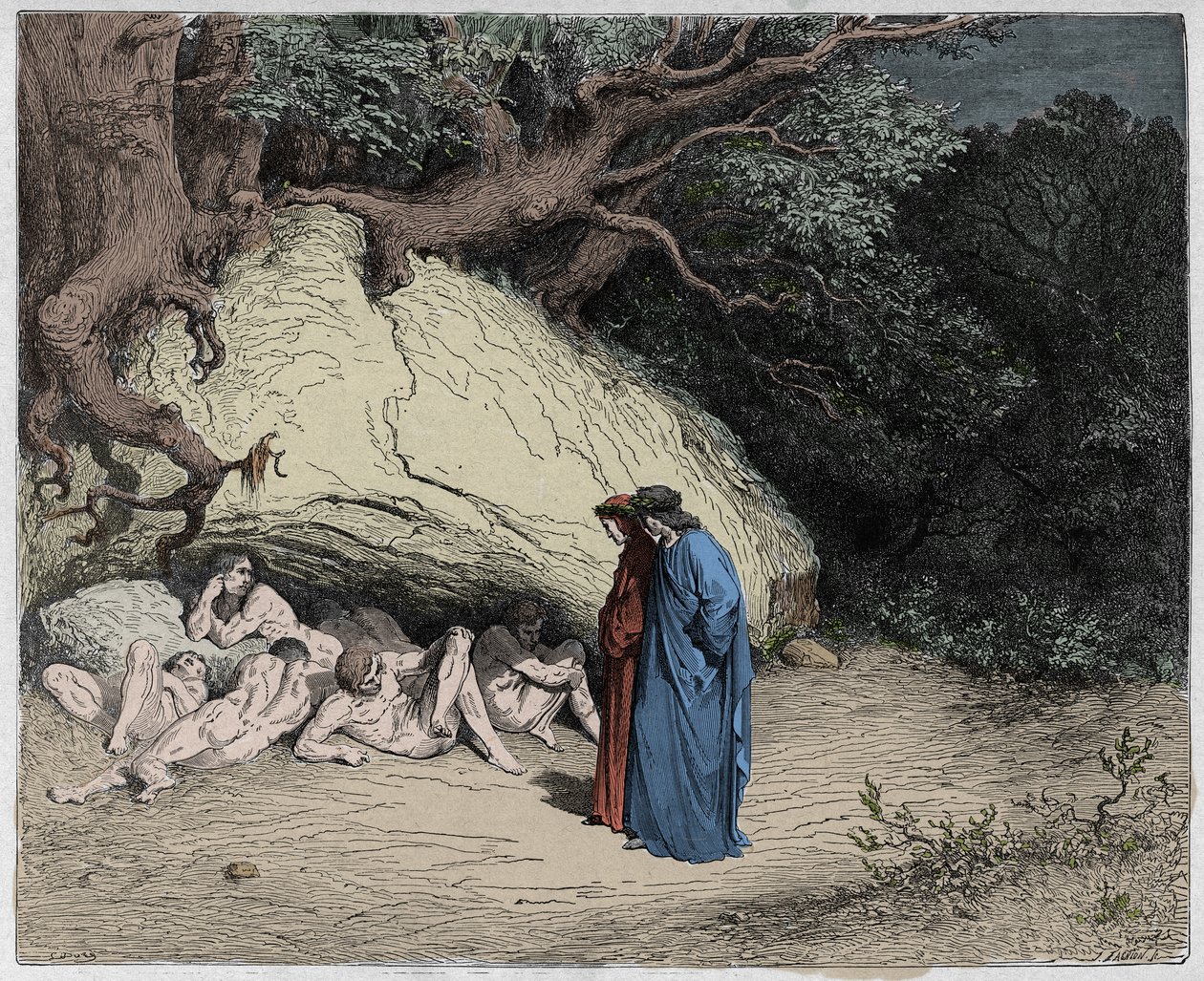 Inferno, Canto 4: Niewinne dusze w Limbo, ilustracja z Boskiej komedii autorstwa Dante Alighieri, 1885 (cyfrowo kolorowy grawerunek) autorstwa Gustave after Dore