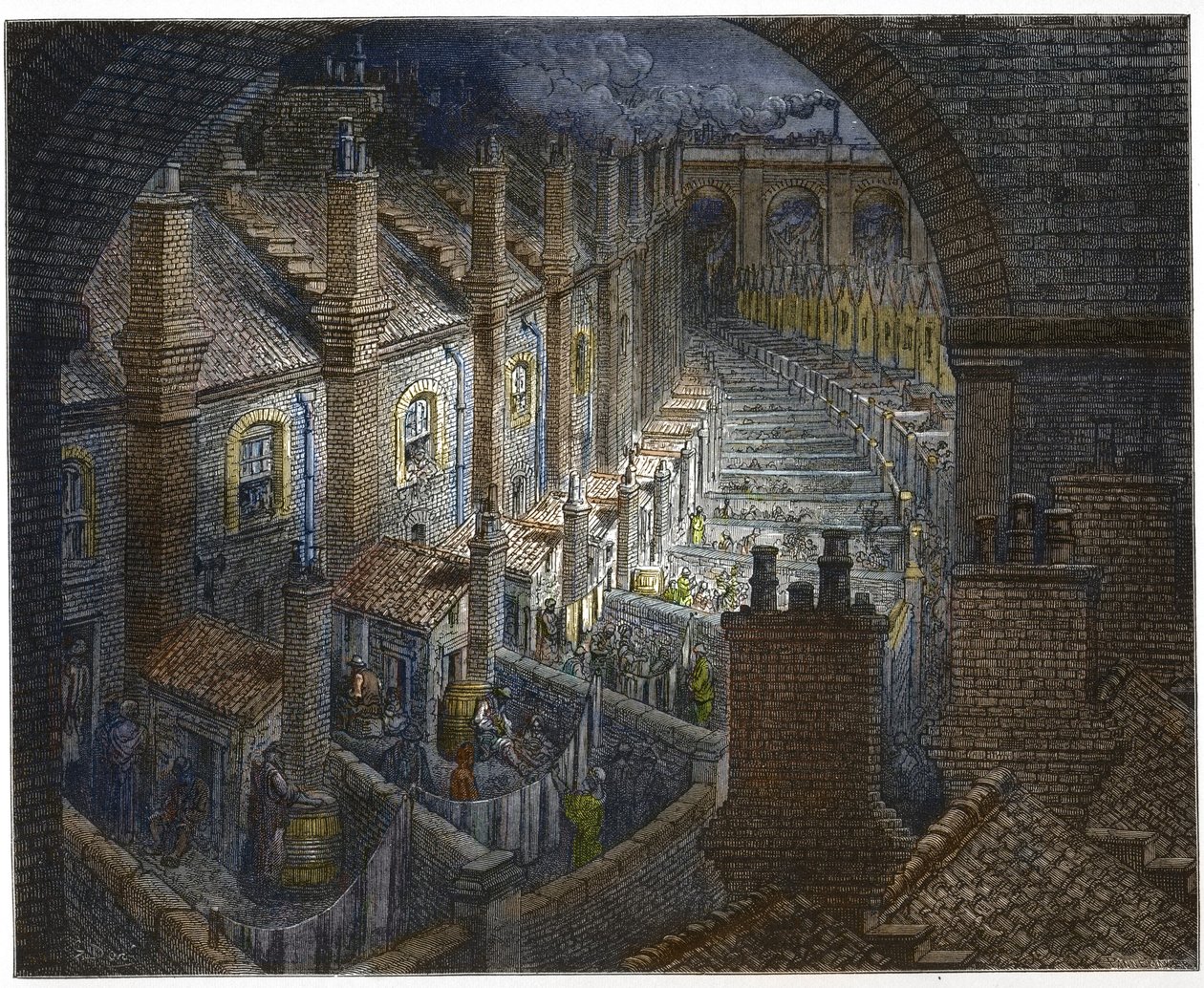Nad Londynem koleją z Londynu, pielgrzymka, napisana przez Williama Blancharda Jerrolda autorstwa Gustave after Dore