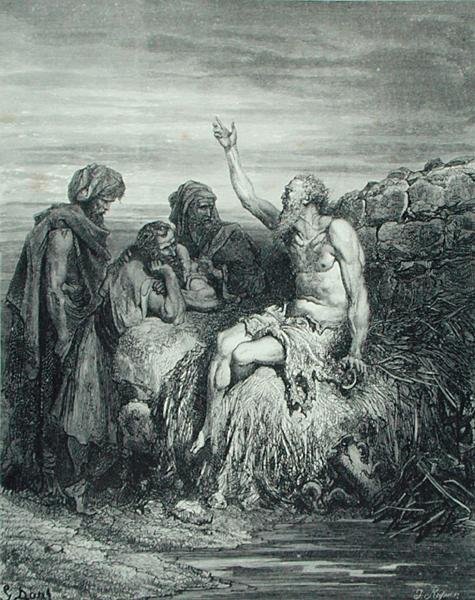 Hiob i jego przyjaciele, ryty J. Regnier, c.1868 (grafika) autorstwa Gustave (after) Dore