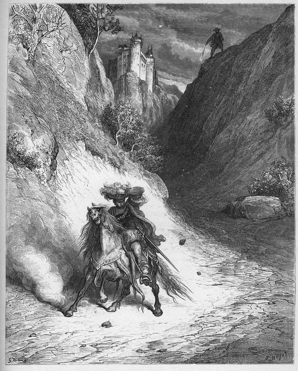 Le Lion et le Moucheron - lew i komar - z "Bajek" Jeana de La Fontaine (Lafontaine) (1621-95) - rycina wg Gustave