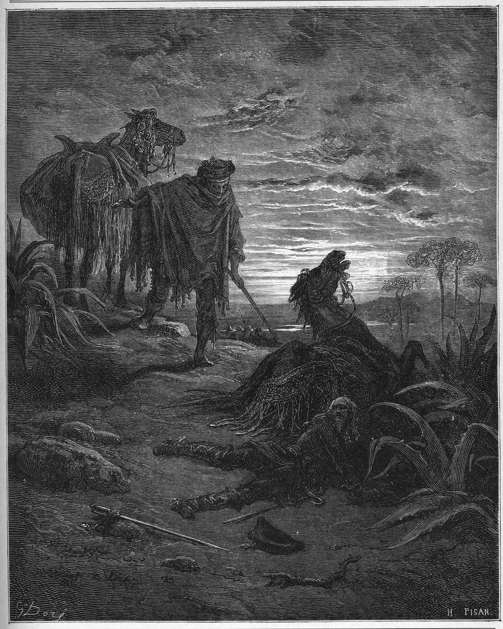 Les Deux Mules - Dwa muły - z "Bajek" Jeana de La Fontaine (Lafontaine) (1621-95) - rycina wg Gustave