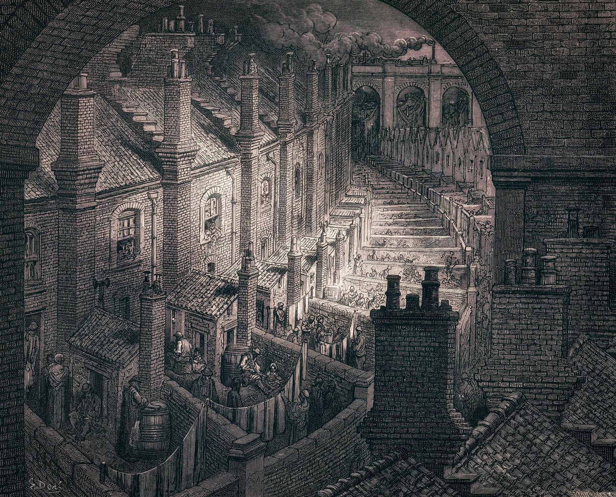 Tarasy slumsów, autorstwa Gustave Doré autorstwa Gustave (after) Dore