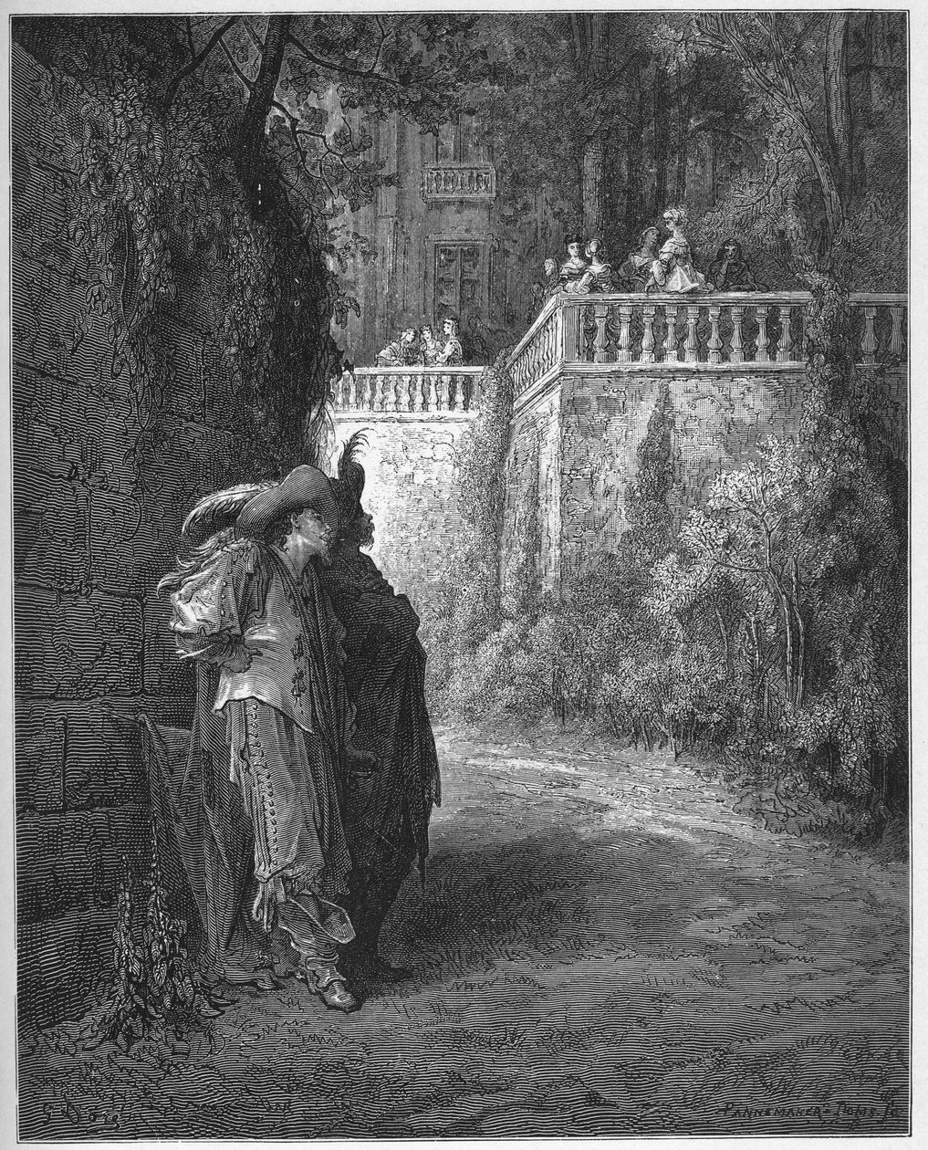 Lis i winogrona - z "Bajek" Jeana de La Fontaine (Lafontaine) (1621-95) - grawer wg Gustave